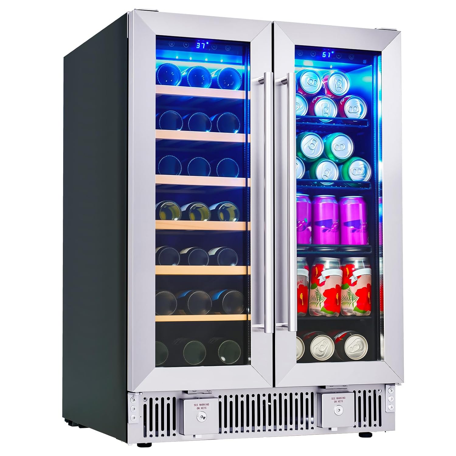Wine And Beer Undercounter Fridge - 음료 냉장고, 24인치 듀얼 존 와인