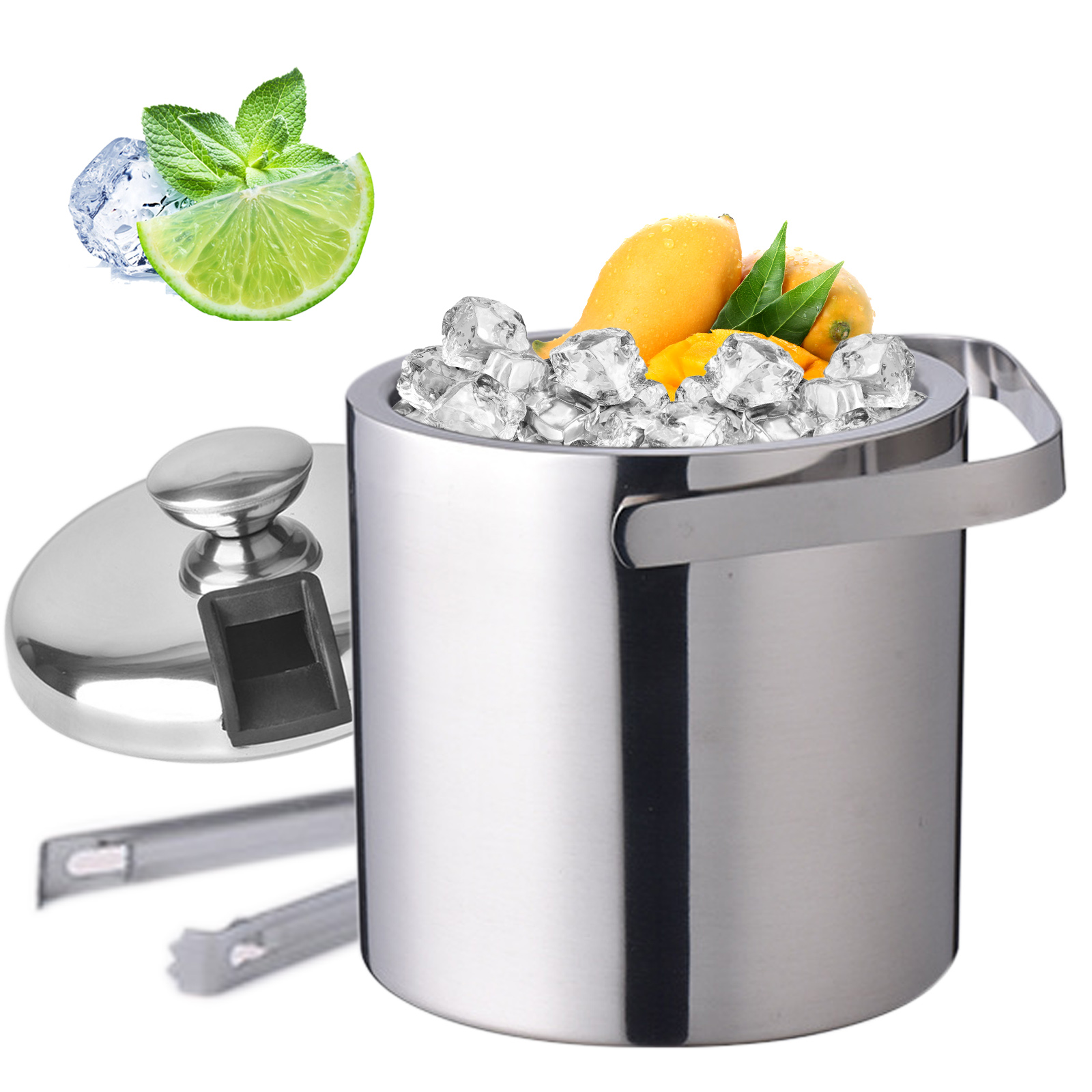 Ice Bucket Silver - 1.3L 이중벽 보냉 아이스 버킷 스테인리스