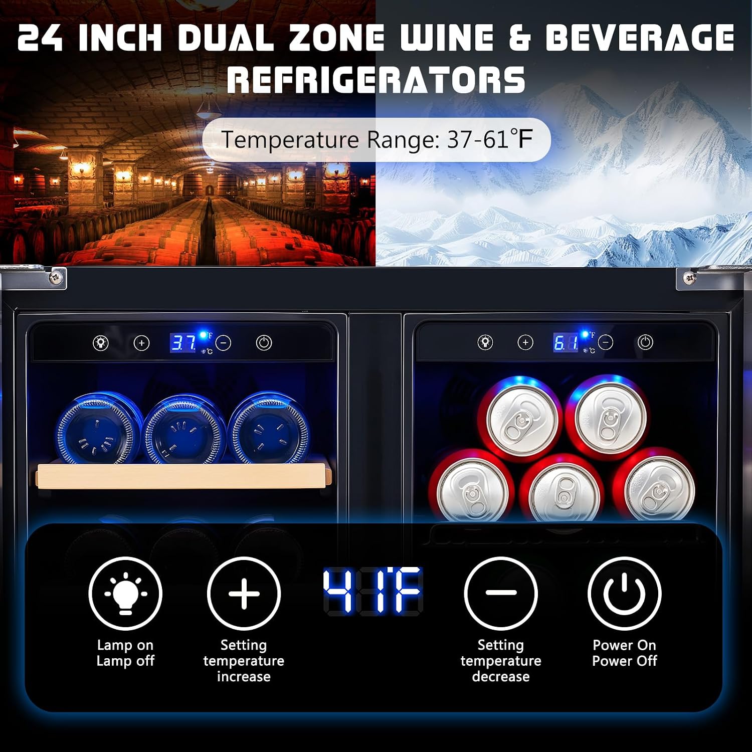 음료 냉장고, 24인치 듀얼 존 와인 및 맥주 냉장고  - Wine And Beer Undercounter Fridge 리뷰 및 가격