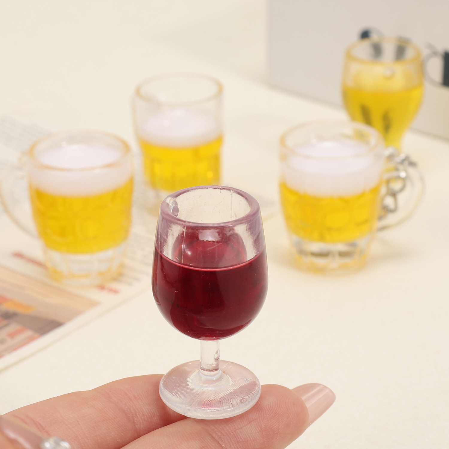 3cm 미니 레드 와인 잔 모양 아크릴 맥주잔 키체인  - Beer Wine Hobby 리뷰 및 가격