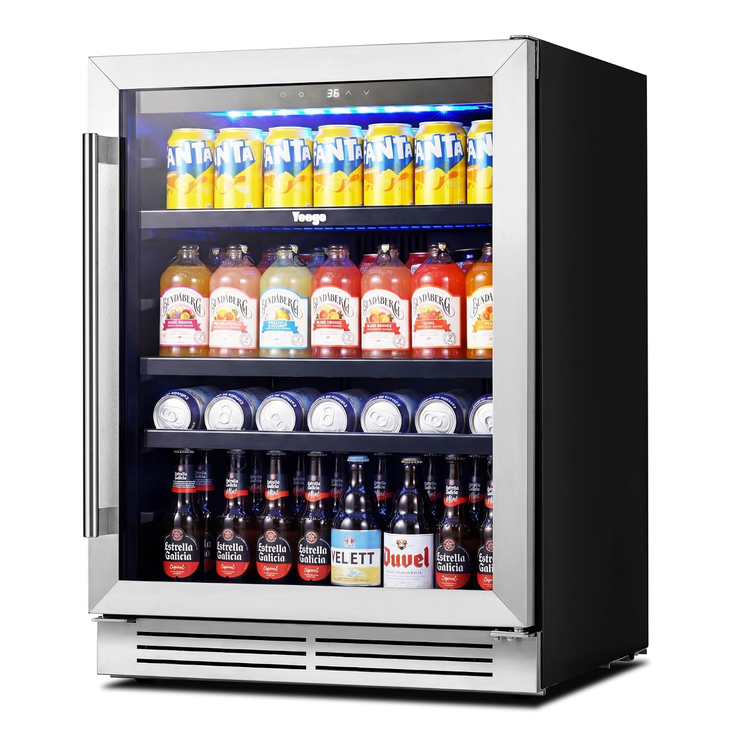 24인치 음료 냉장고 180캔 유리문 34-54 ° F - Wine And Beer Undercounter Fridge 리뷰 및 가격