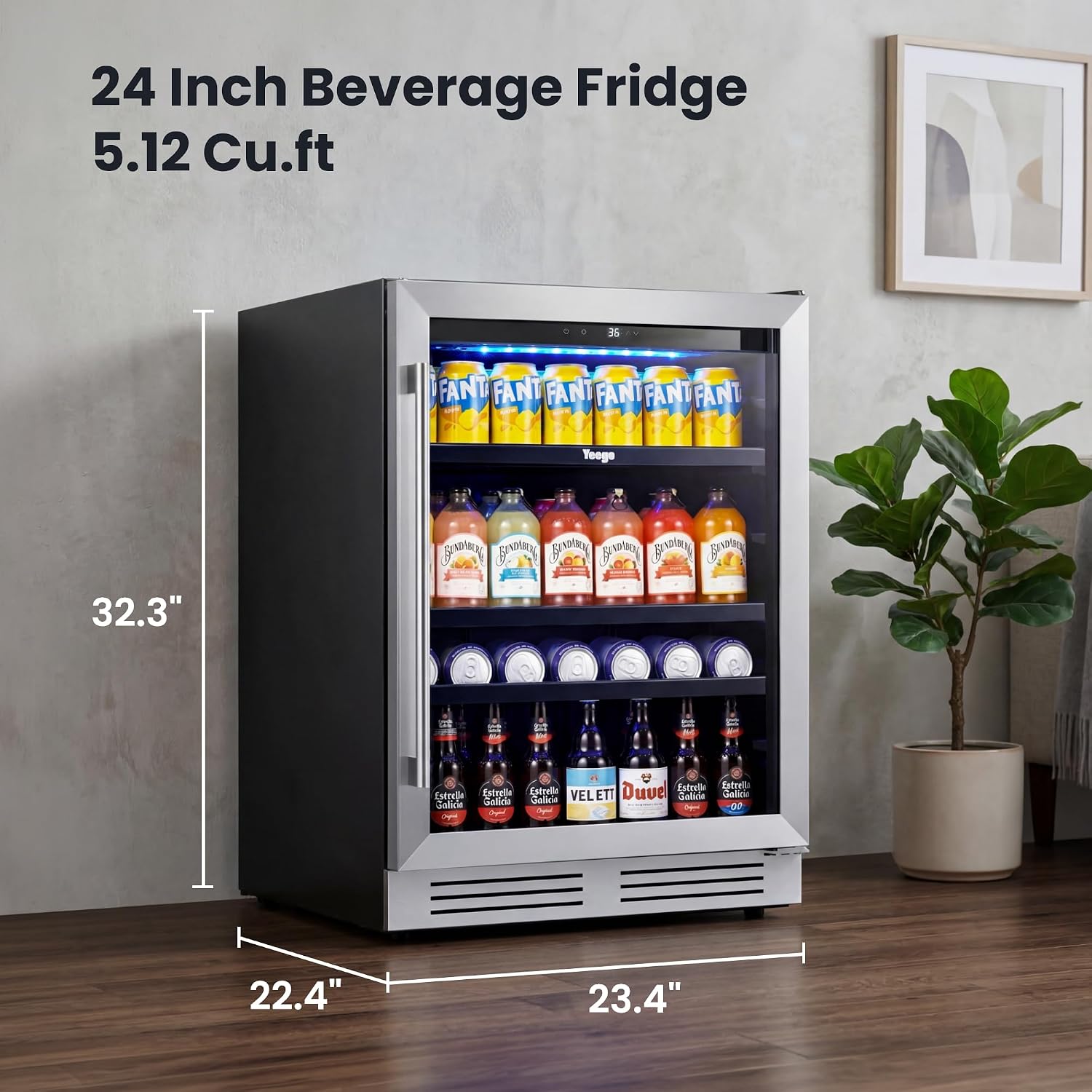 24인치 음료 냉장고 180캔 유리문 34-54 ° F - Wine And Beer Undercounter Fridge 리뷰 및 가격